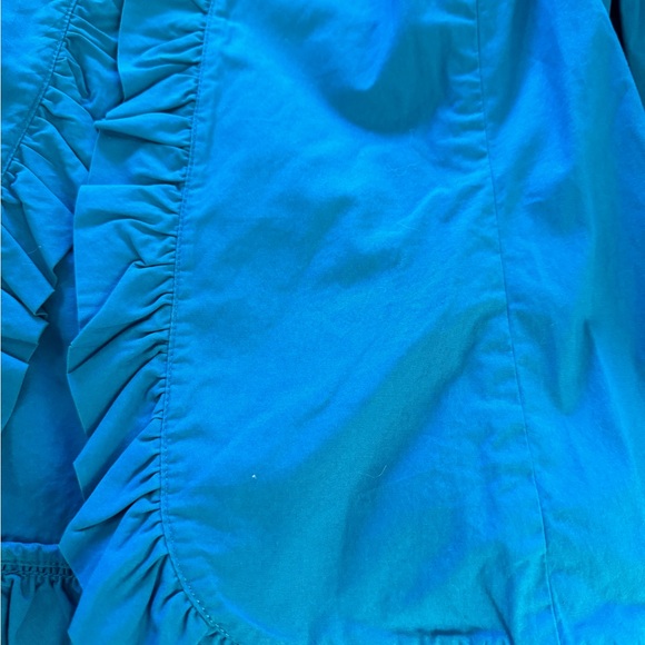 CHICO'S LIGHTWEIGHT TURQUOISE JACKET WITH RUFFLE DETAIL Size 2 - Picture 7 of 9